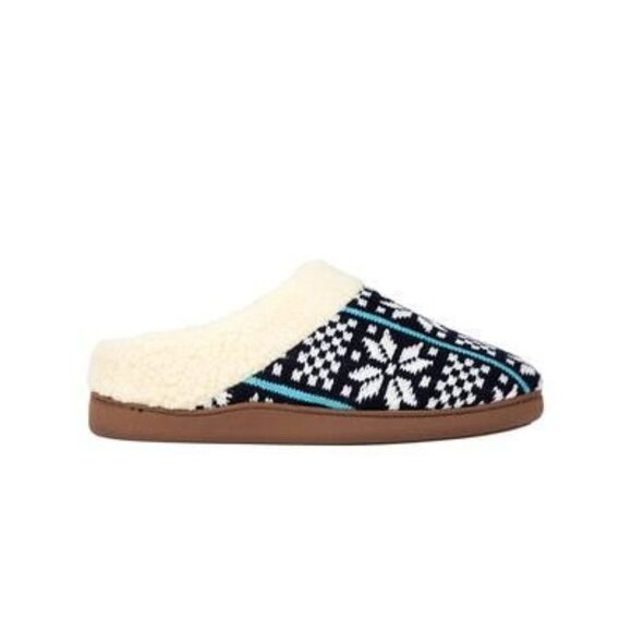 Deer Stags Mens Lodge Round Toe Slip on Slippers, Navy/White Knit, Size S, NIB - Picture 1 of 4